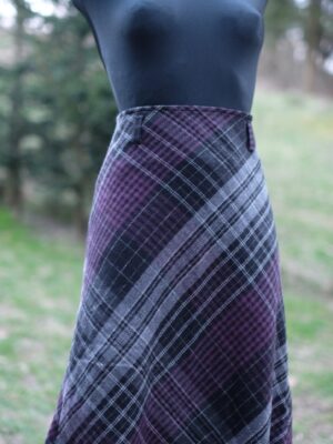 Vintage Wool Tartan A line Purple Mini skirt