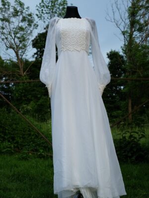 70s Vintage Boho Wedding Dress, Dreamy Cottagecore Wedding Gown