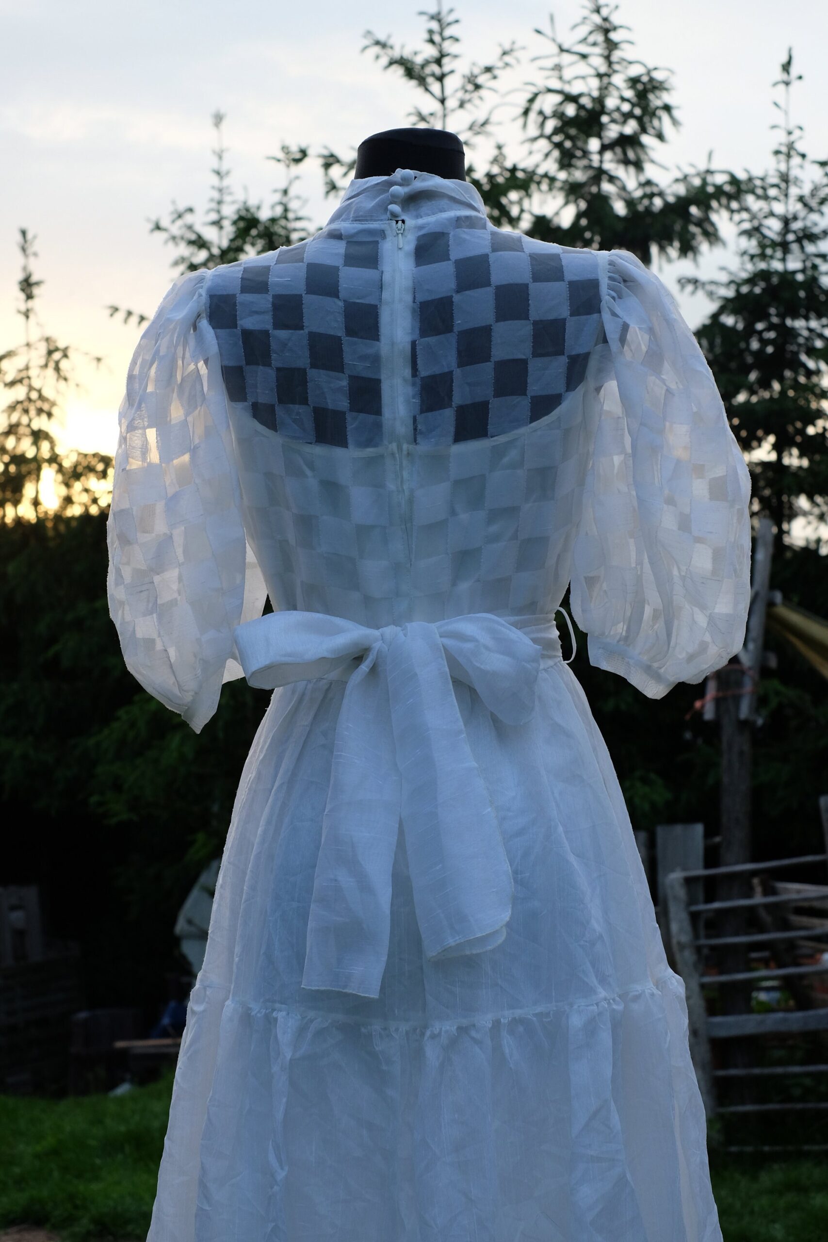 Vintage 70s Boho Punk Wedding Dress, Vera Mont Paris Checkered Bridal Gown - Image 8