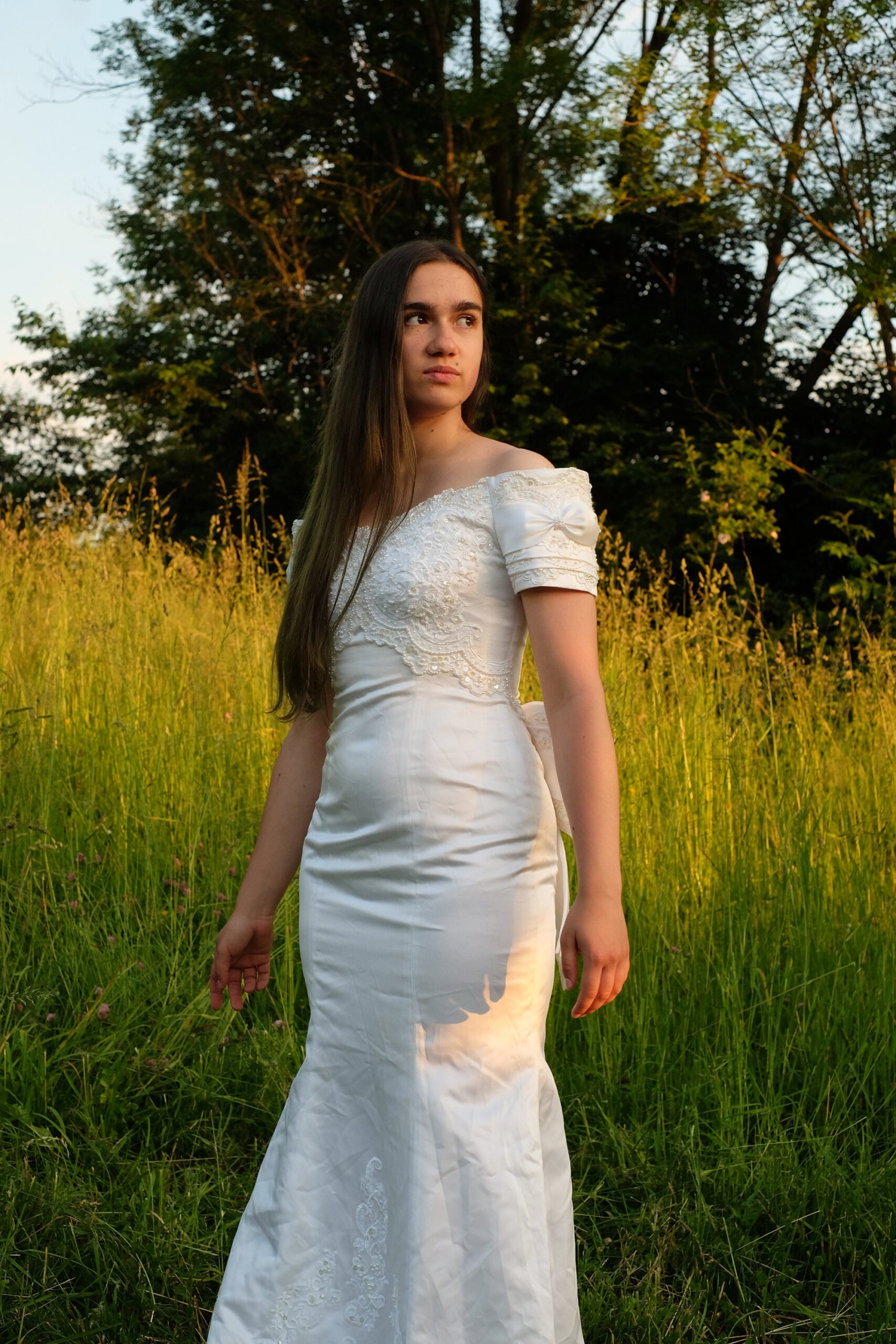 Vintage Mermaid Wedding Dress with a Back Bow, Bead Embellished and Embroidered, La Sposa St Patrick Bridal Gown - Image 4