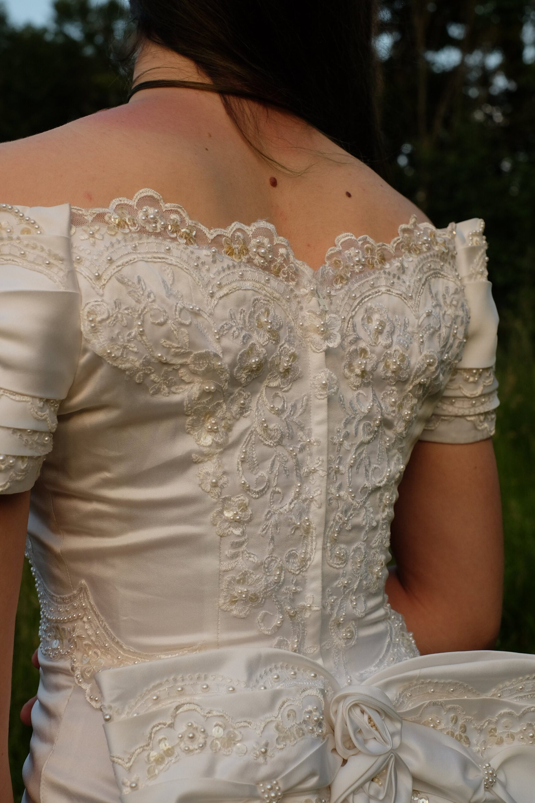 Vintage Mermaid Wedding Dress with a Back Bow, Bead Embellished and Embroidered, La Sposa St Patrick Bridal Gown - Image 9