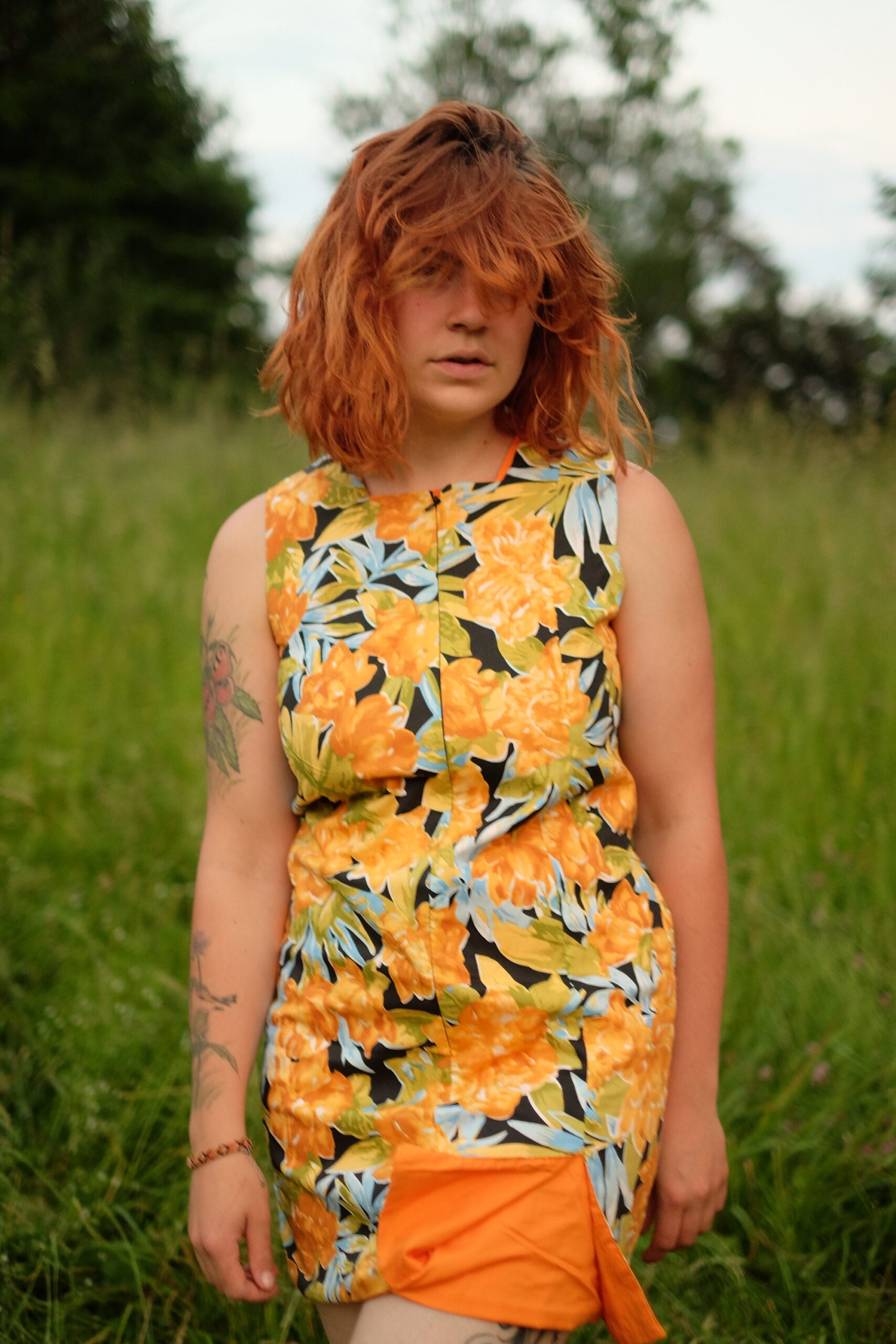 Vintage 60s Floral Orange Reversible Twin Dresses with Front Zipper (2x dress) - Image 8