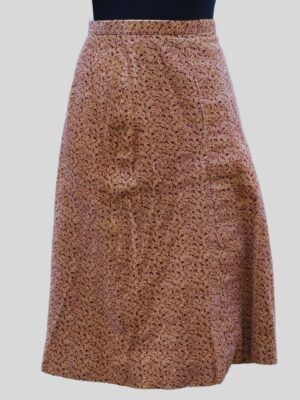 60s/70s Vintage MOD Brown Corduroy Skirt with Floral pattern