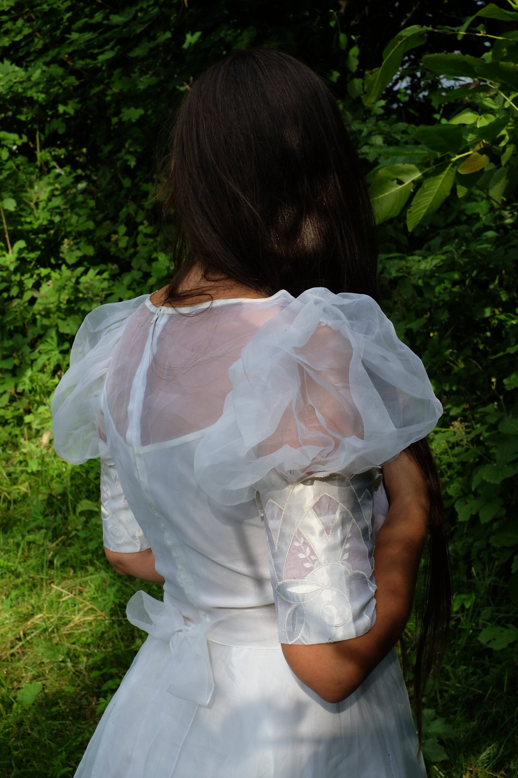 Vintage 70s Fairy Wedding Dress with Puff Sleeves - Image 8