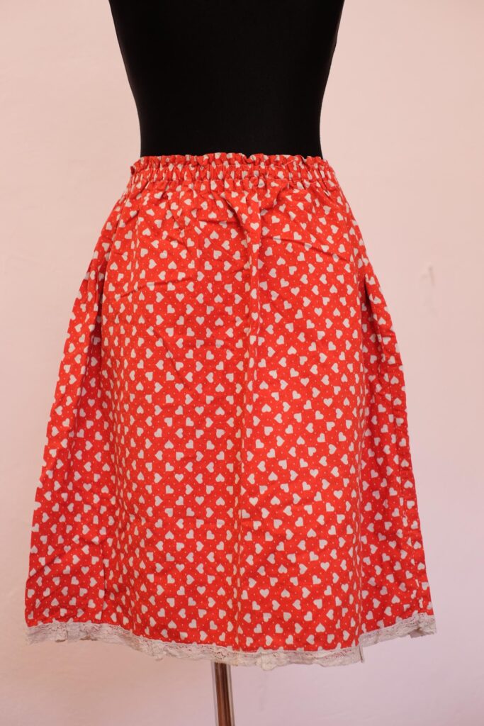Vintage Red Skirt with white Hearts