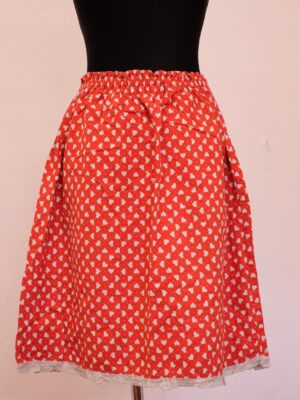 Vintage Red Skirt with white Hearts