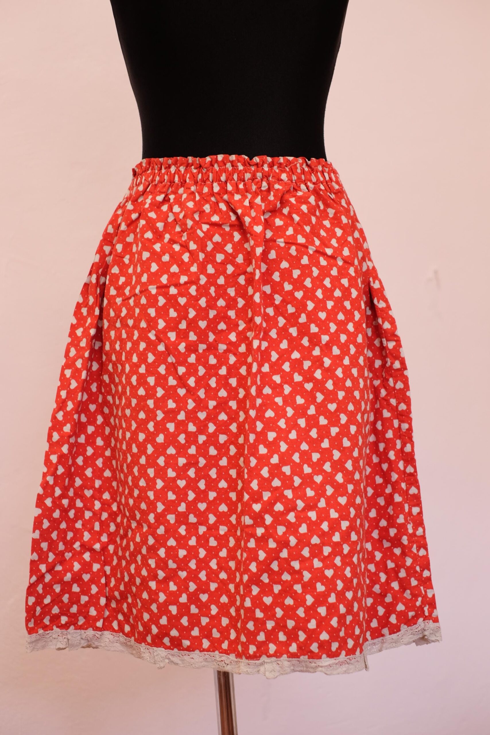 Vintage Red Skirt with white Hearts