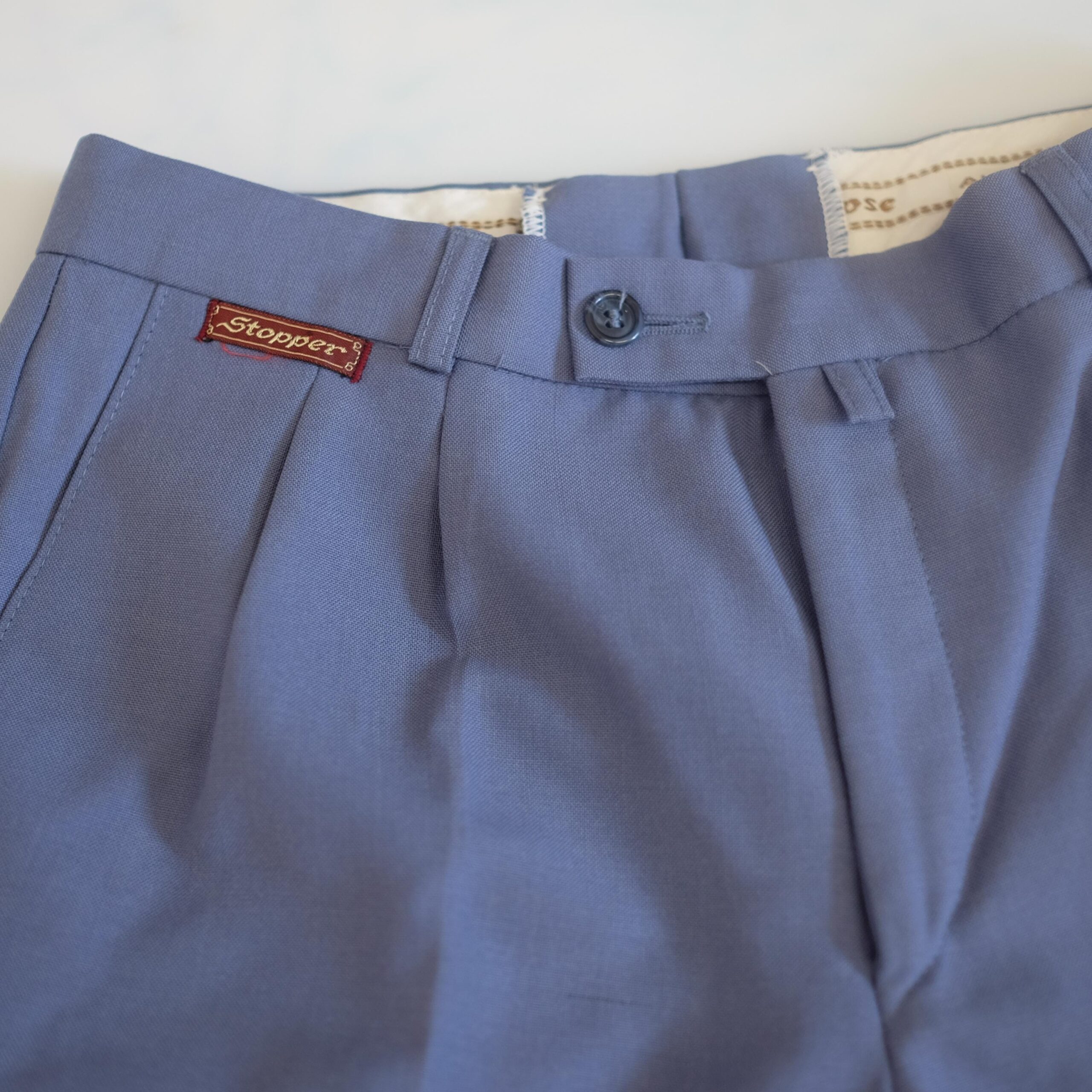 Blue Vintage High Waisted Creased Trousers - Image 4