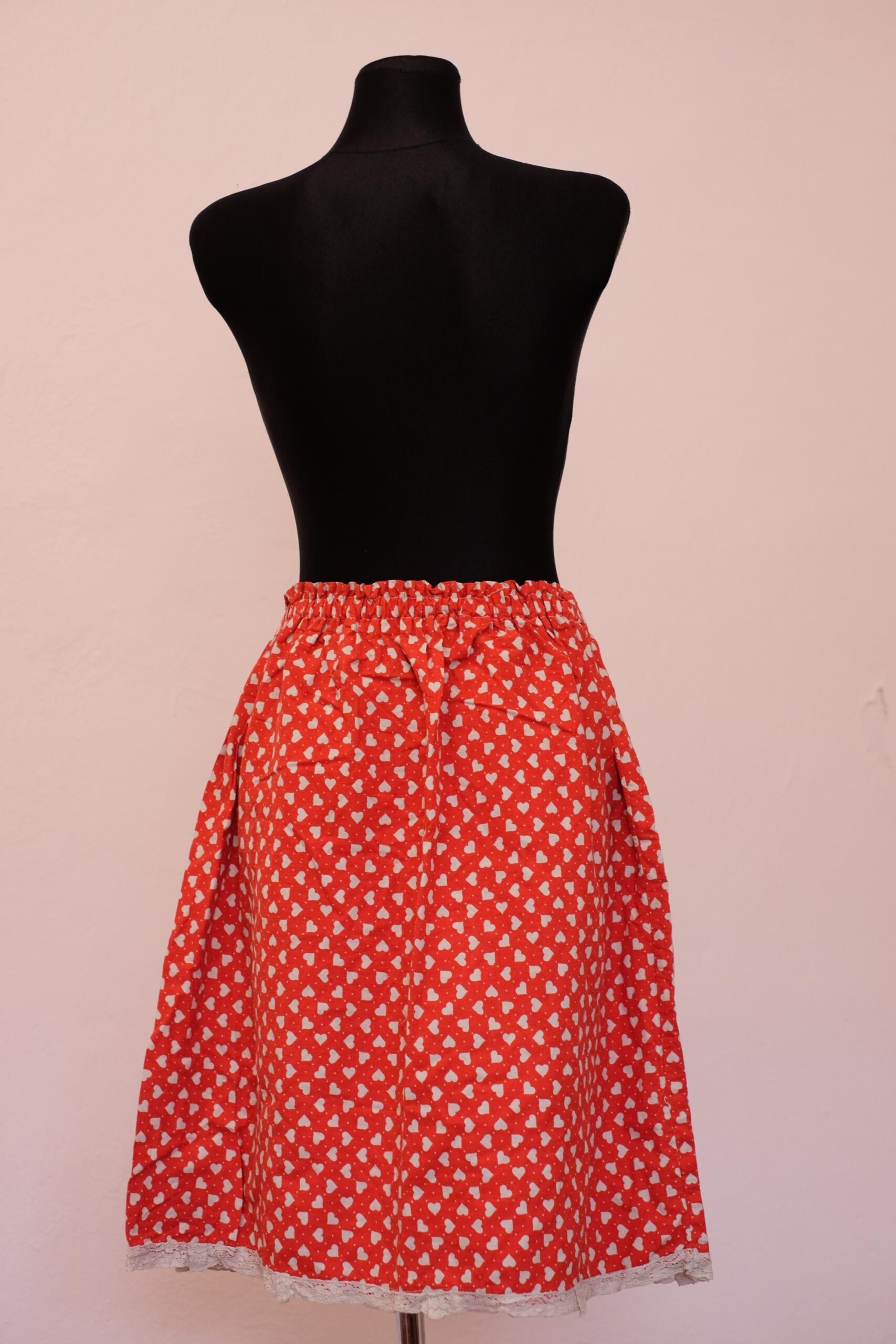 Vintage Red Skirt with white Hearts - Image 2