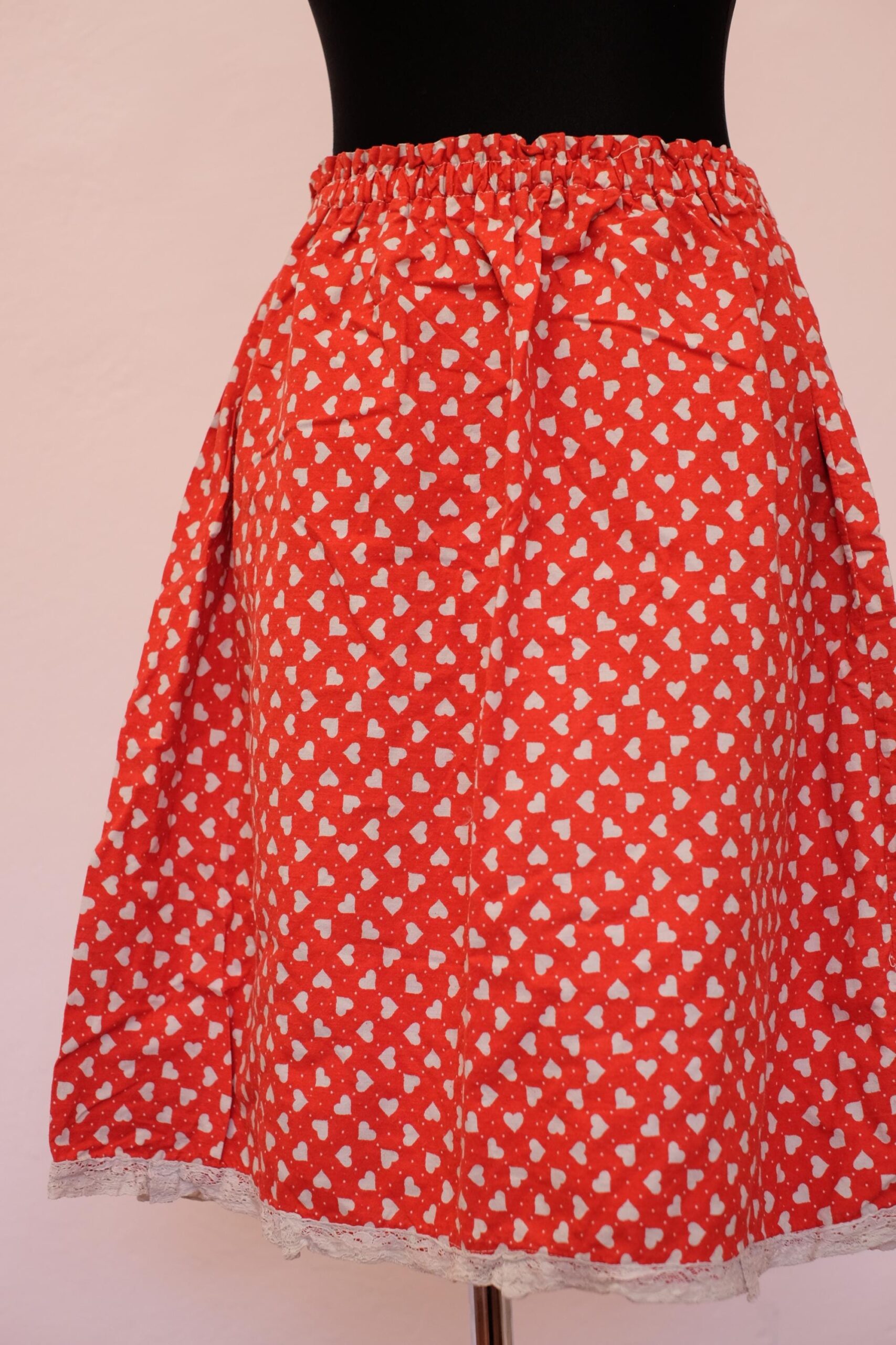 Vintage Red Skirt with white Hearts - Image 3