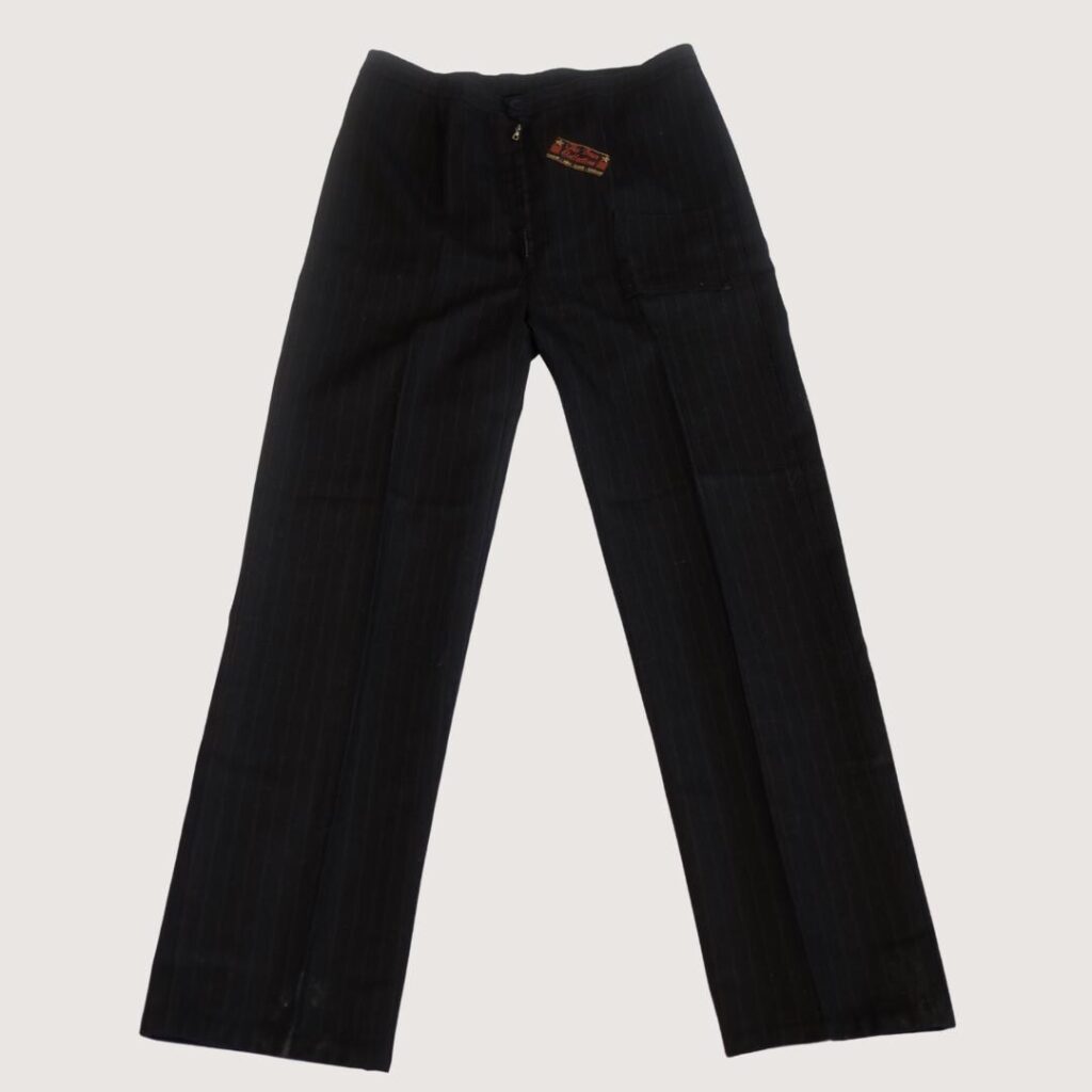Vintage Dark blue Creased Trousers with Zippers and stripes