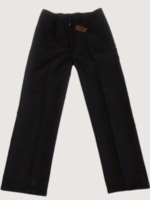 Vintage Dark blue Creased Trousers with Zippers and stripes
