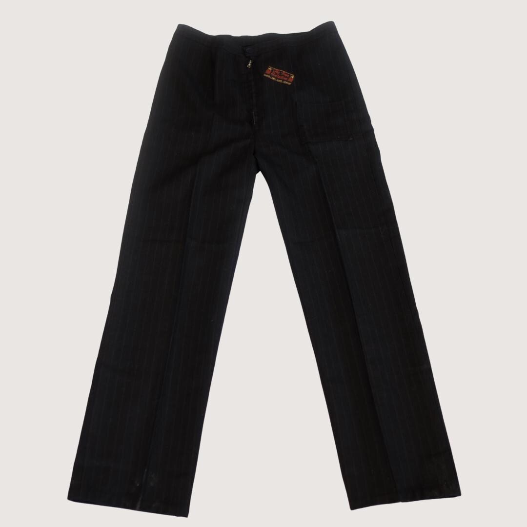 Vintage Dark blue Creased Trousers with Zippers and stripes