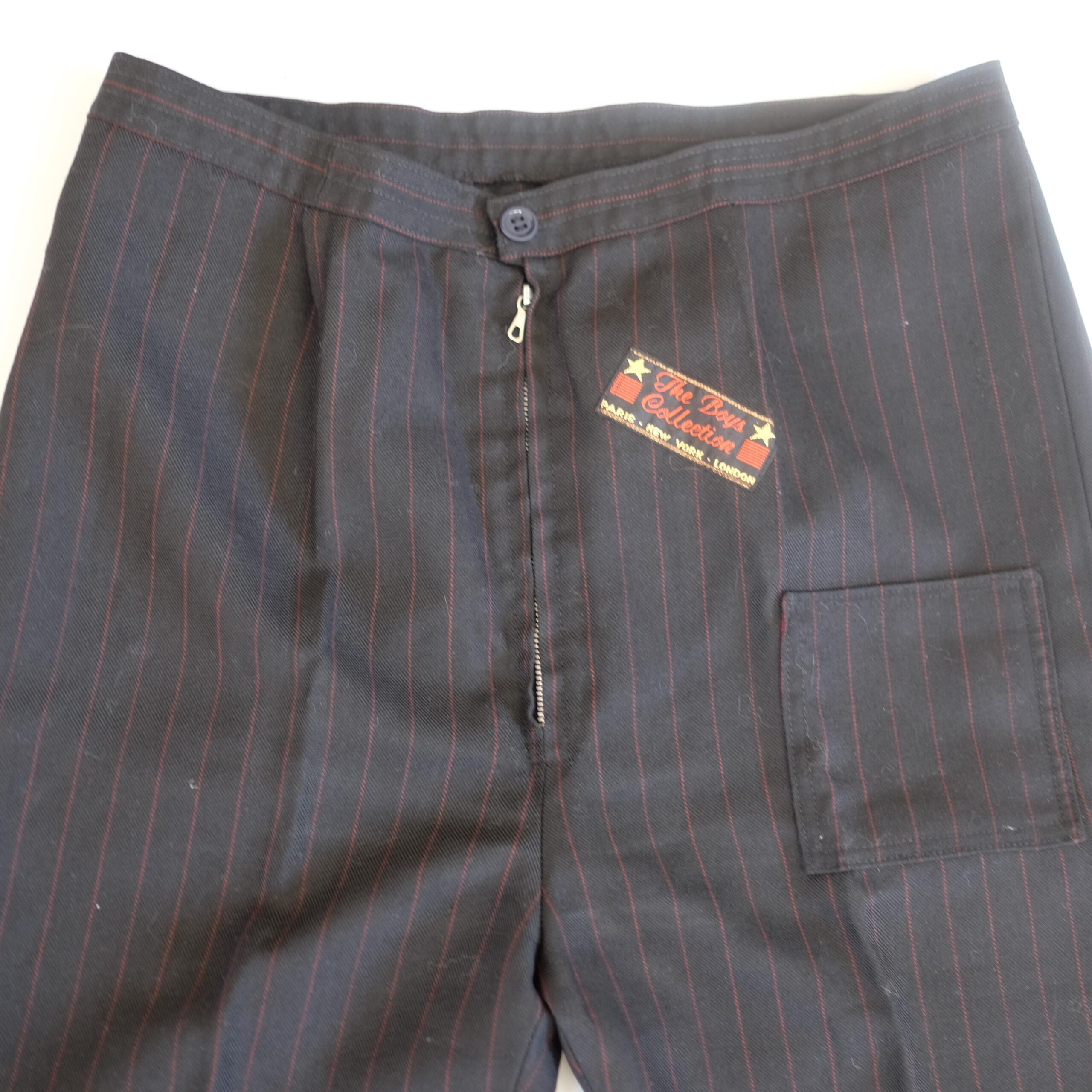 Vintage Dark blue Creased Trousers with Zippers and stripes - Image 9