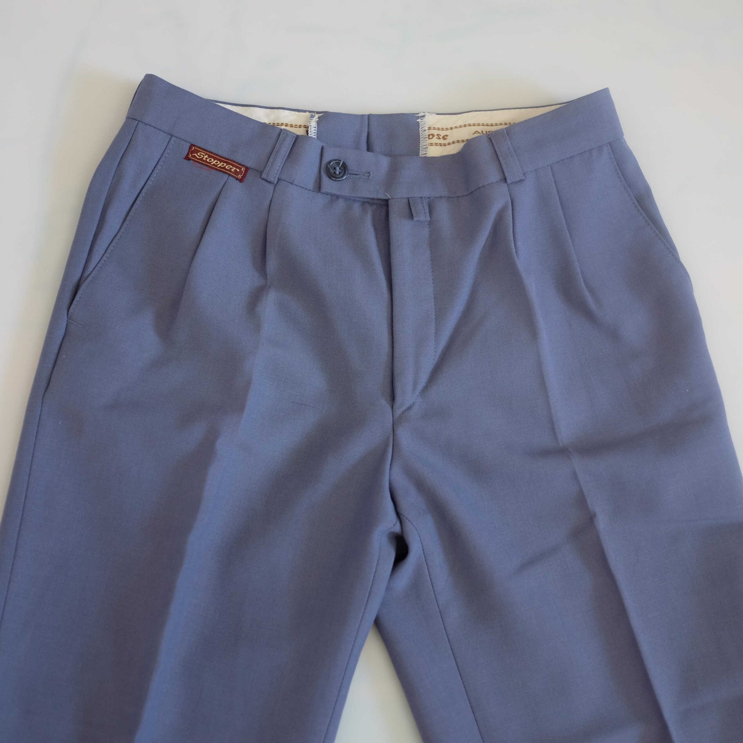 Blue Vintage High Waisted Creased Trousers - Image 3