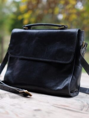 Vintage Black Claudio Ferrici Leather Black Crossbody Bag / Shoulder Bag, Minimalist luxury handbag