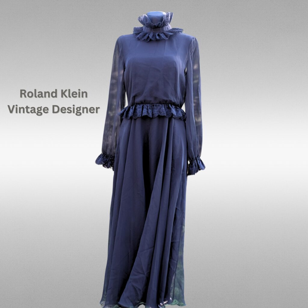 70s Designer Roland Klein Dress, Vintage Black Boho Hippie Maxi Dress XS/S, Victorian Style, 70s Prairie Dress, Goth Dress, Nosferatu Vibes
