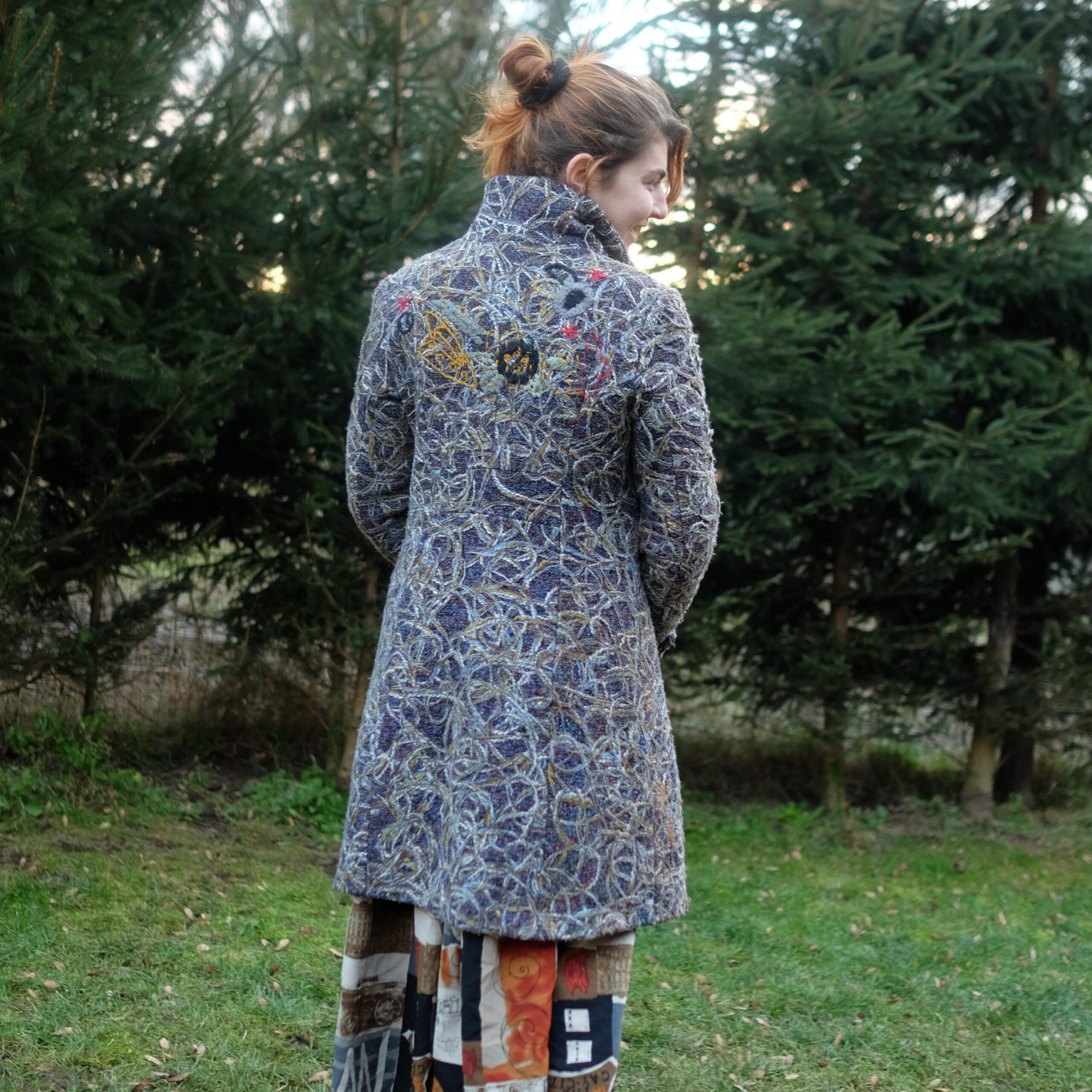Vintage Artsy Quirky Purple Coat Boho Hippie Vibe With Embrodery - Image 3