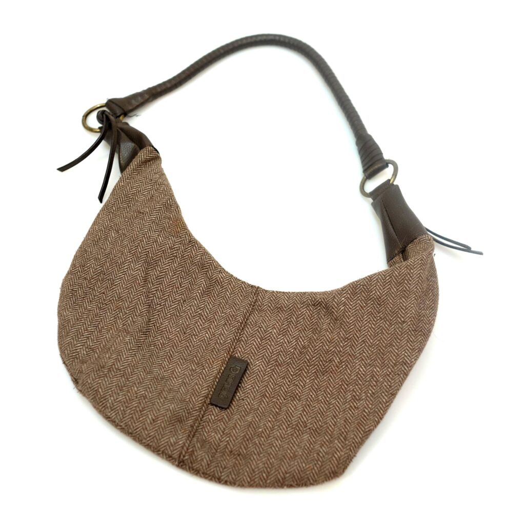 Vintage Brown Tweed Banana Shoulder Bag