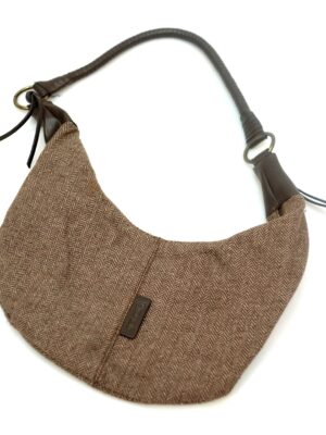 Vintage Brown Tweed Banana Shoulder Bag