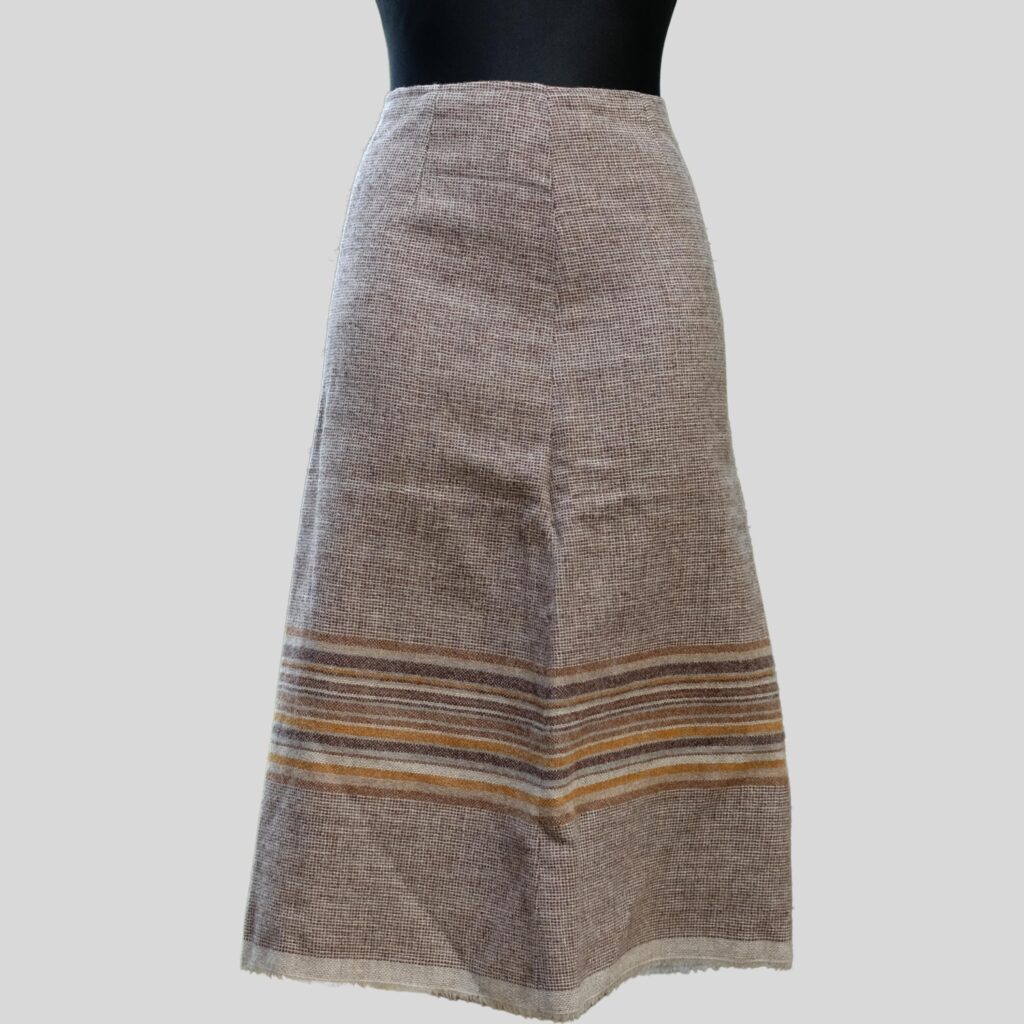 70s Brown Wool Vintage A line Midi Skirt