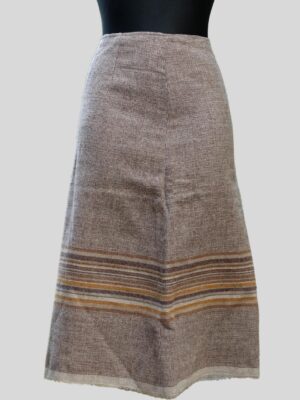 70s Brown Wool Vintage A line Midi Skirt