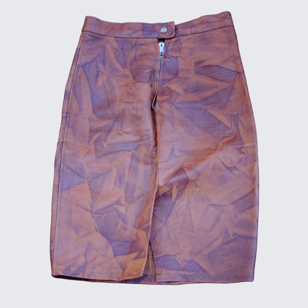 Vintage Brown Leather Mini Skirt Size Extra Small EU30
