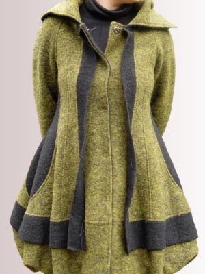 Green Fairy Elf Hippie Coat with a Balloon Bottom