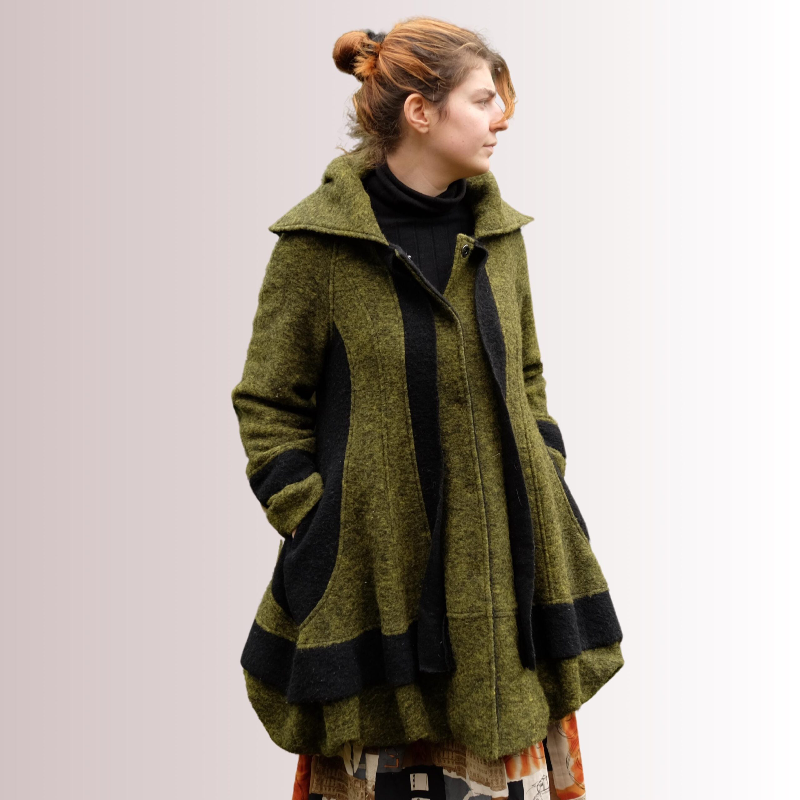 Green Fairy Elf Hippie Coat with a Balloon Bottom - Image 7
