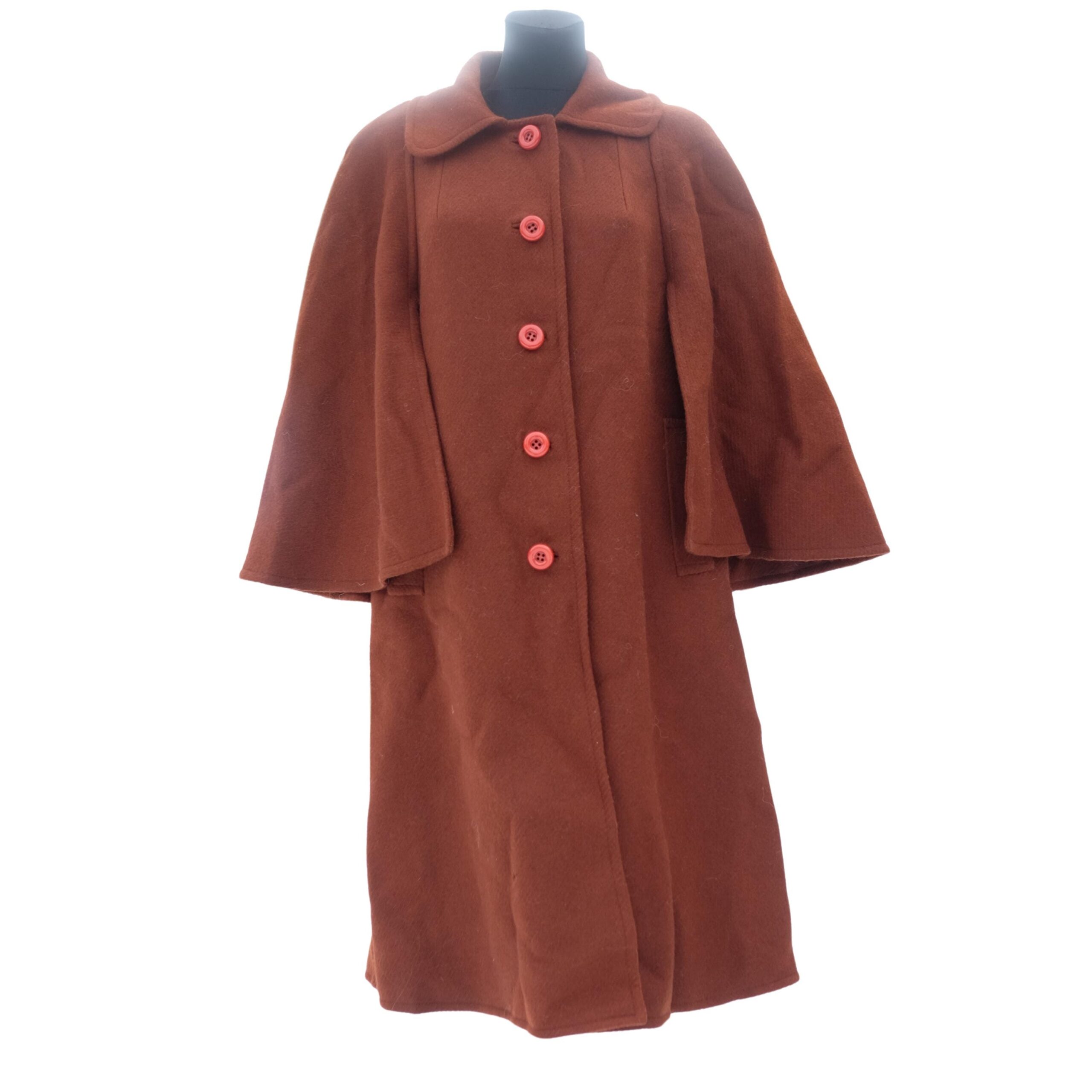 Vintage 60s Caramel Brown Cape Coat - Image 6