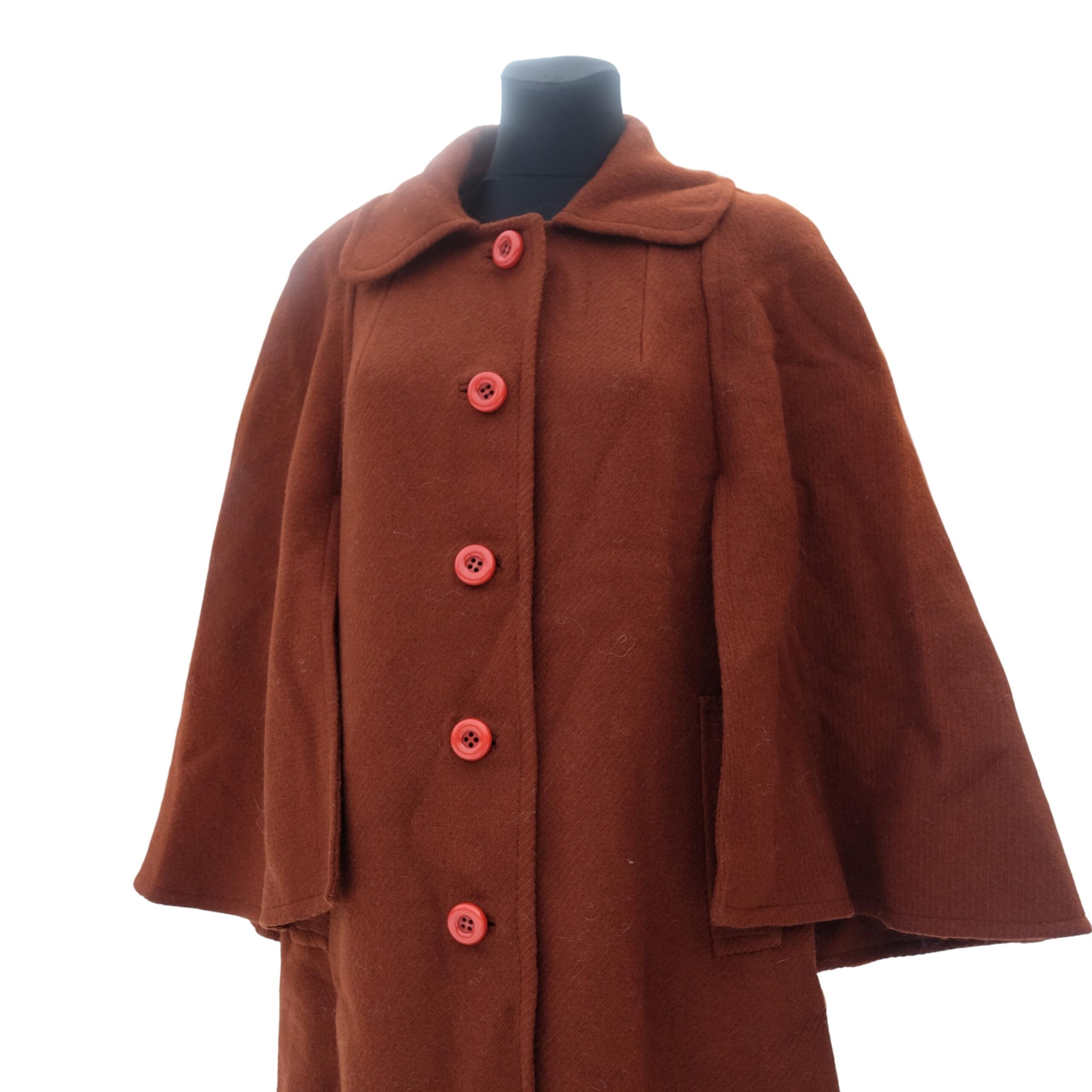 Vintage 60s Caramel Brown Cape Coat - Image 5