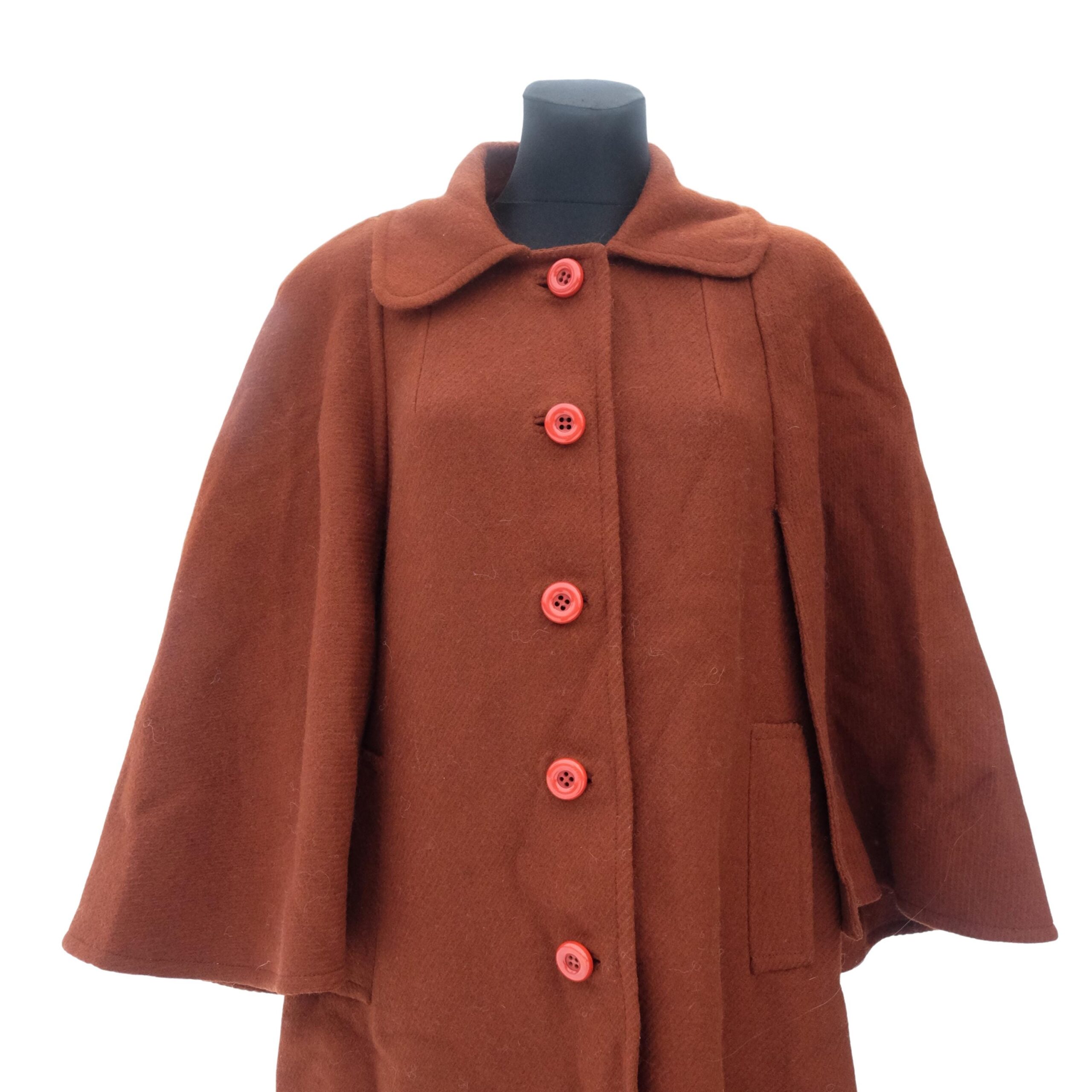 Vintage 60s Caramel Brown Cape Coat - Image 2