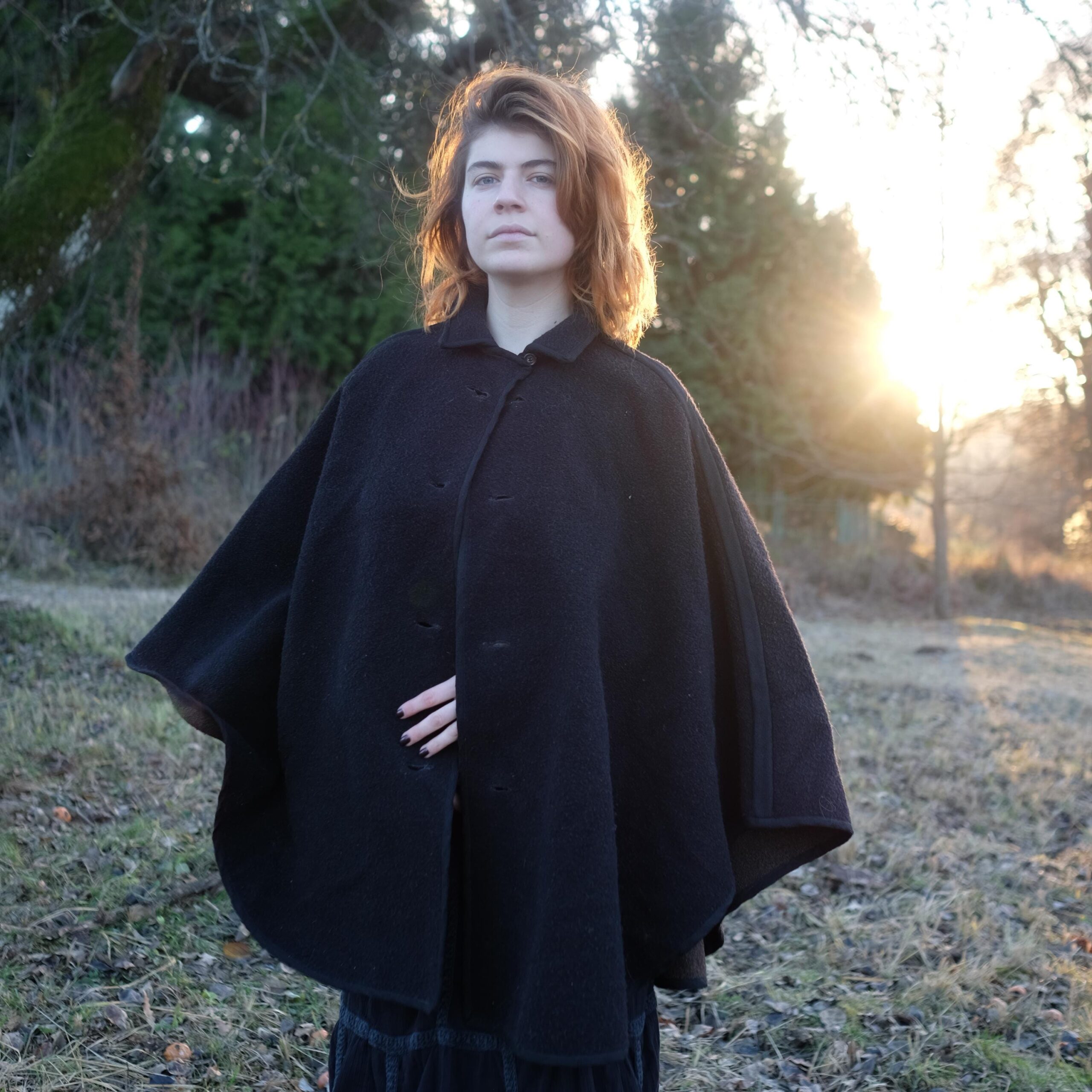 Vintage Black Witch Cape Coat - Image 6