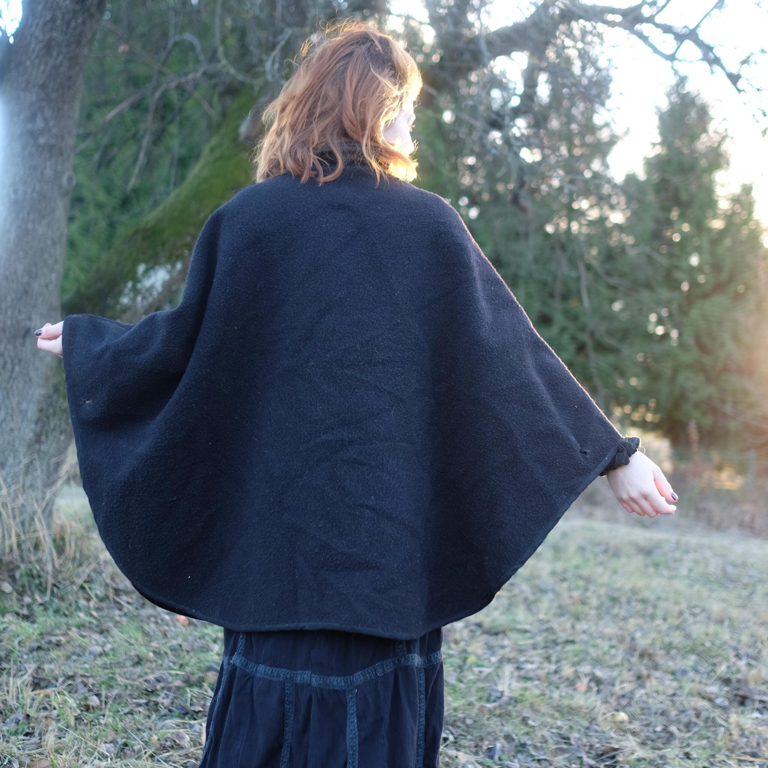 Vintage Black Witch Cape Coat - Image 8