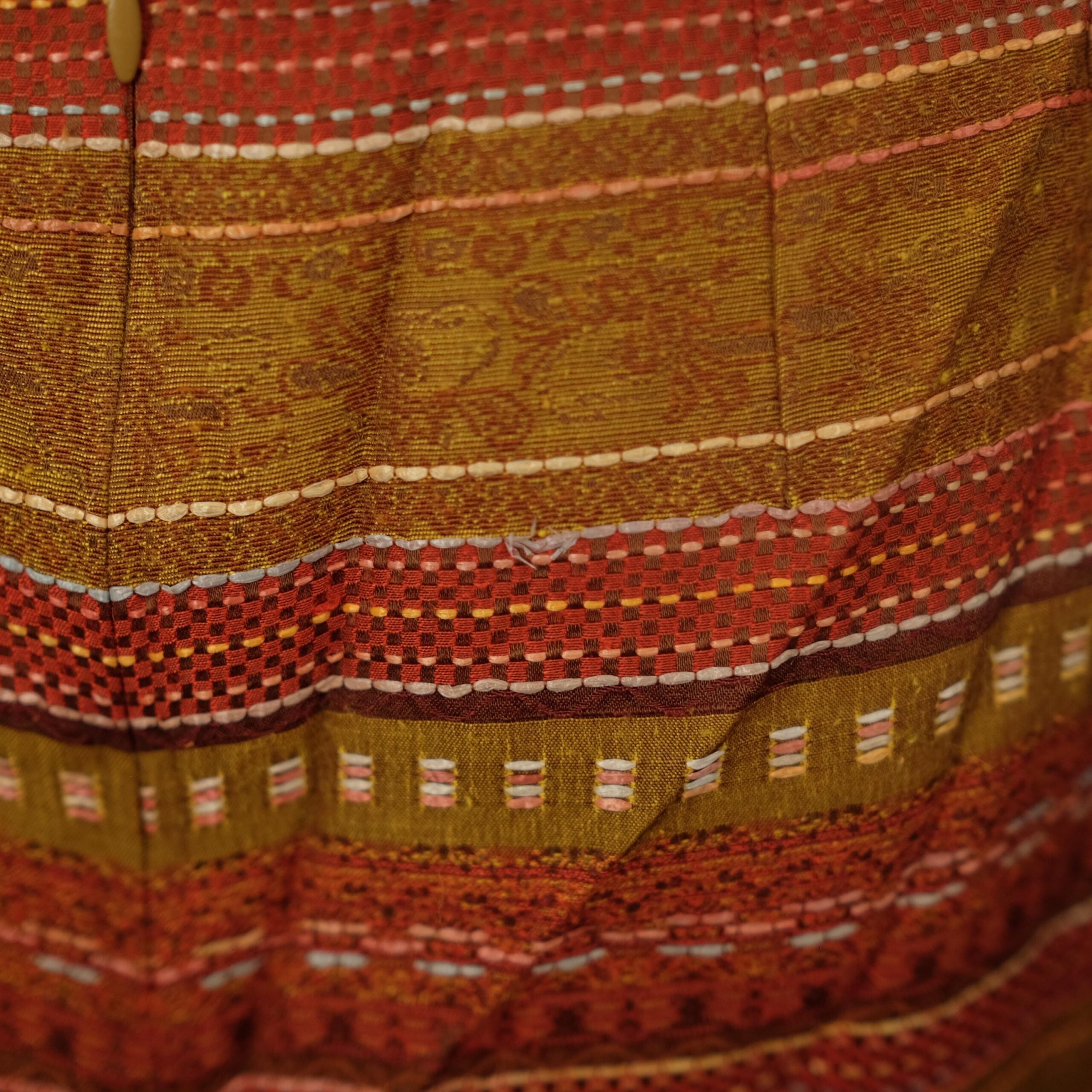 Vintage Mini Pencil Skirt in Earth Tones and Ethno design - Image 3