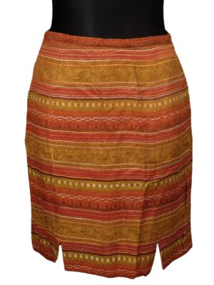 Vintage Mini Pencil Skirt in Earth Tones and Ethno design