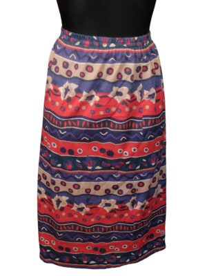 Vintage 80s Colorful Midi Skirt in Blue, Red and Pink