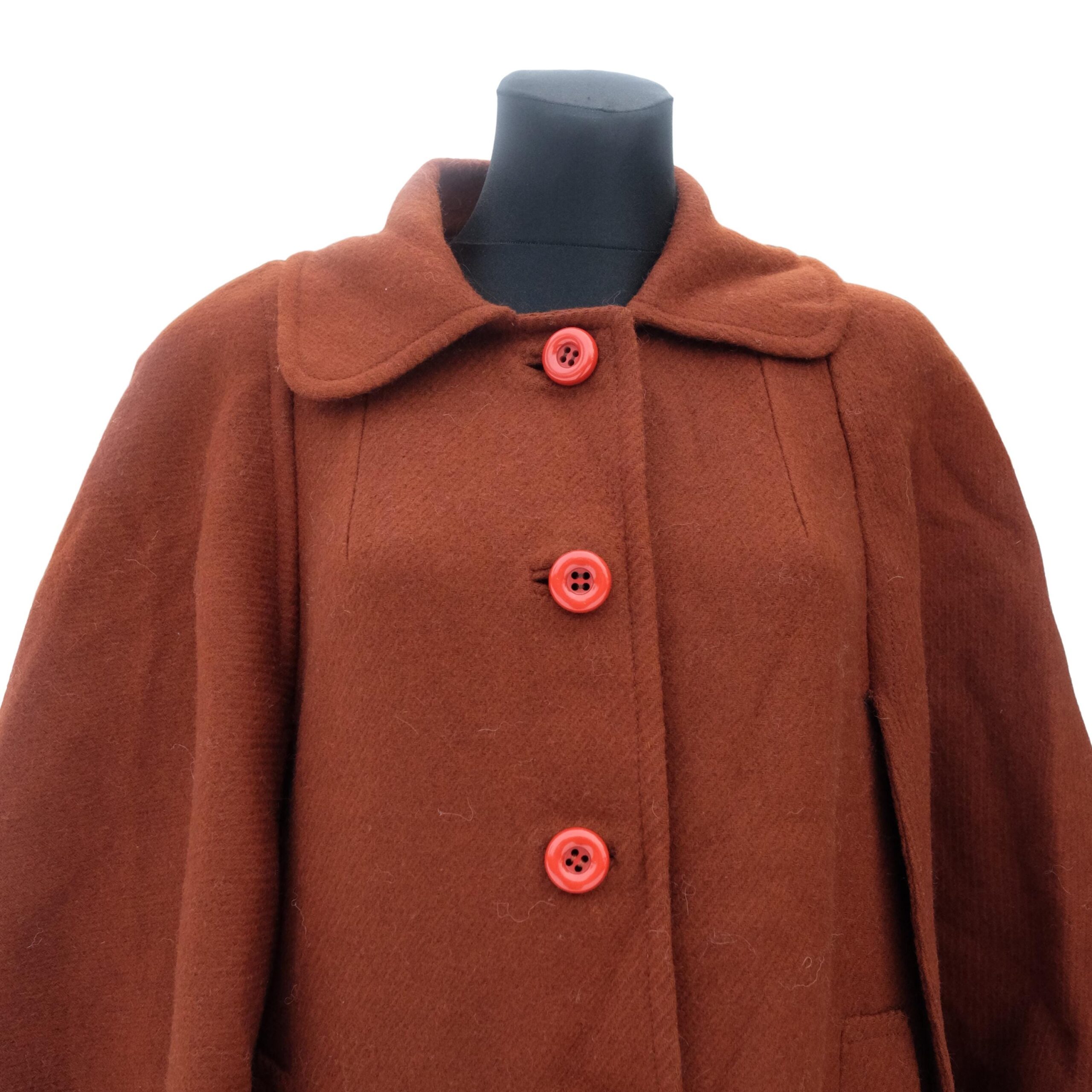 Vintage 60s Caramel Brown Cape Coat - Image 3