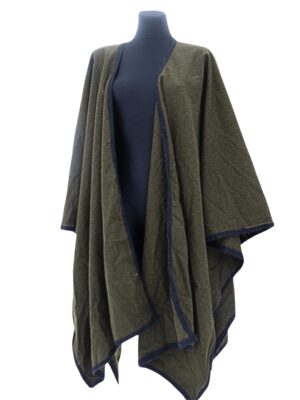 Vintage 60s Moss Green Cape Coat/ Warm Cardigan