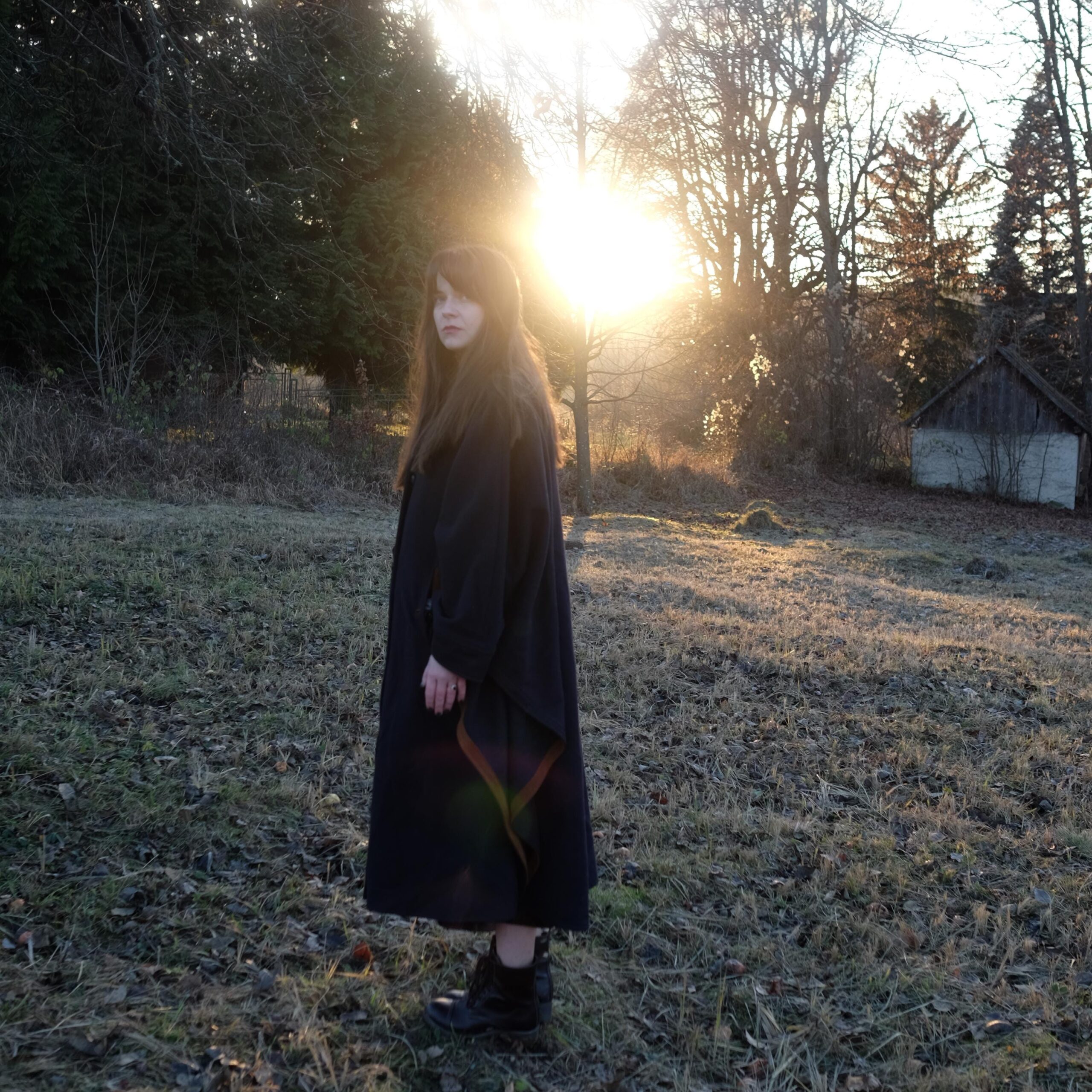 Vintage Navy Blue Long Cape Coat with Brown details, Luxurious Quality and Very Unique Design, yet Super Classy - Image 8