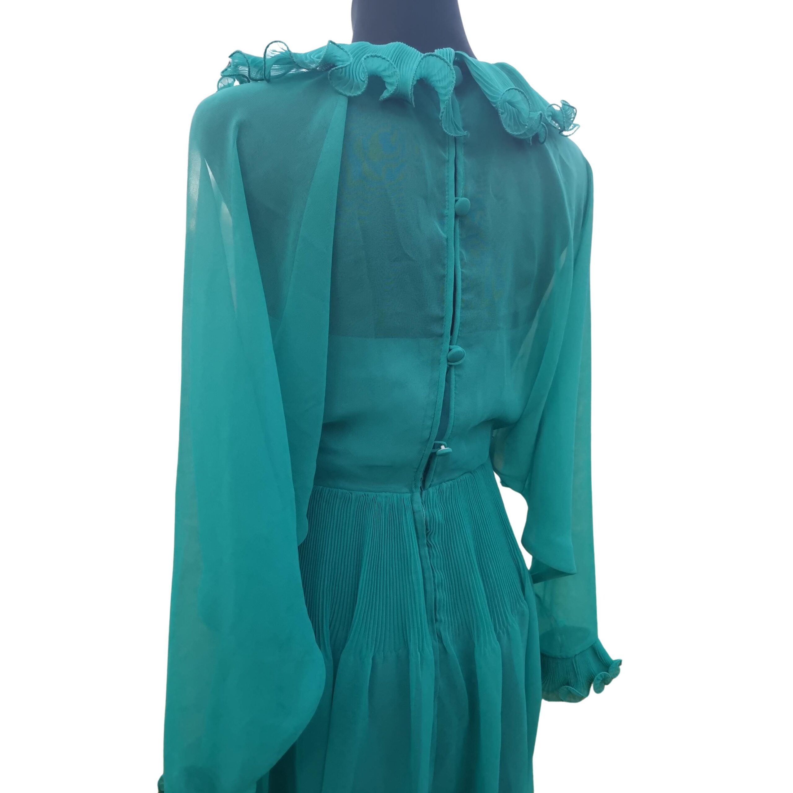 Wedding guest Dress,70s Designer Jean Varon Groovy Dress, Vintage Green/ Turquoise Boho Hippie Maxi, Fairy Vibes, Size:M - Image 8