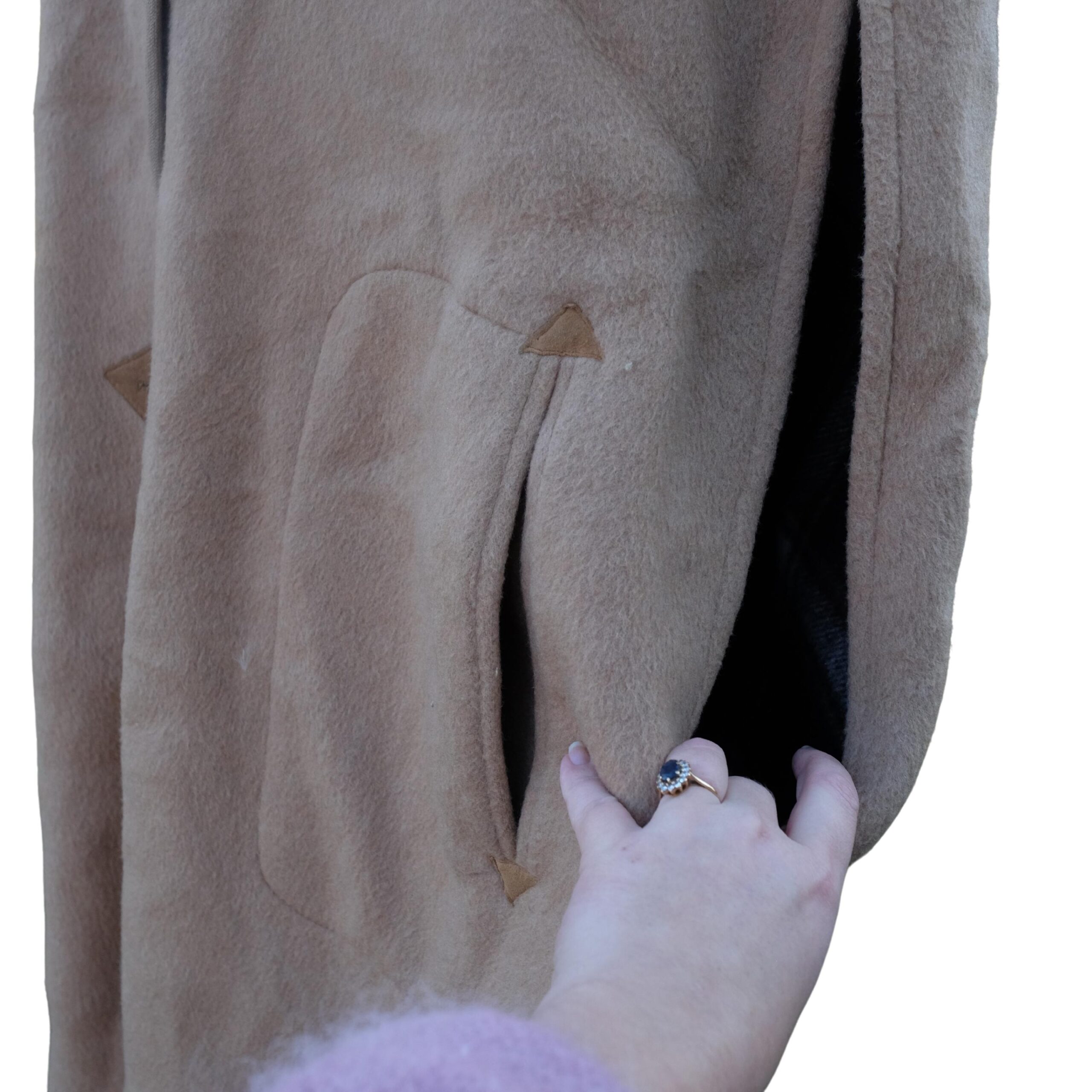 Vintage Elegant Hooded Taupe Cape Coat, Old Money Spring Overcoat - Image 6