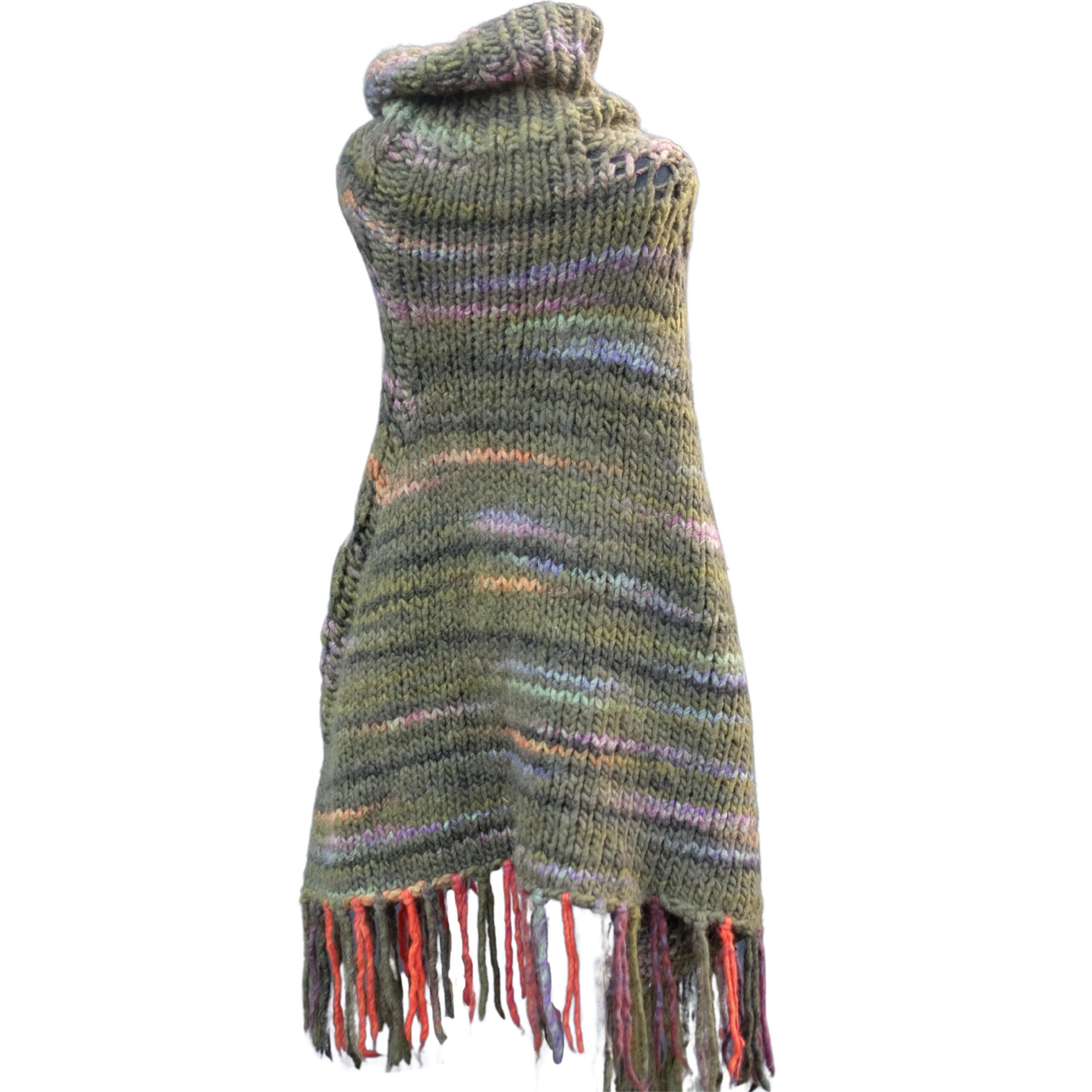 Vintage Boho Earthy Green Poncho - Image 5
