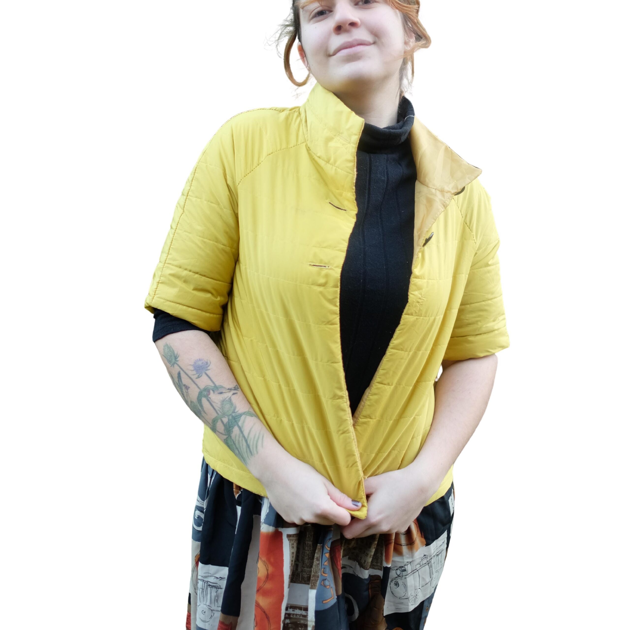 Vintage Bright Yellow Crop Puffer Jacket - Image 4