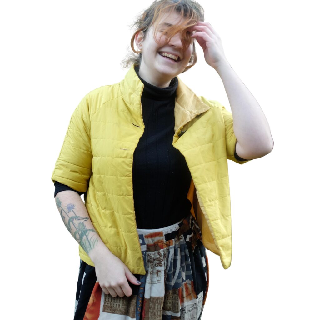 Vintage Bright Yellow Crop Puffer Jacket