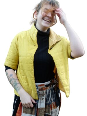 Vintage Bright Yellow Crop Puffer Jacket