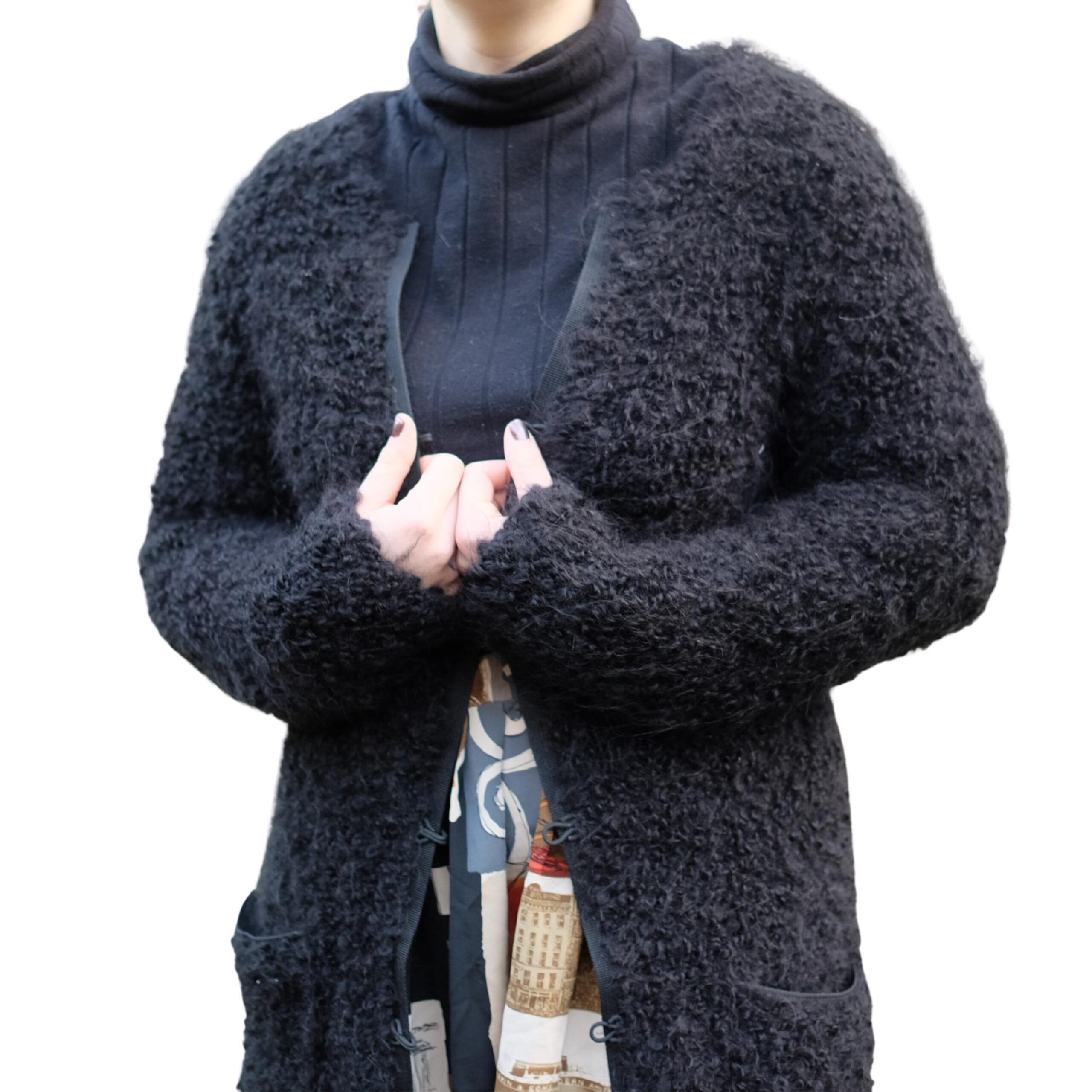 Vintage Fuzzy Black Cardigan - Image 6