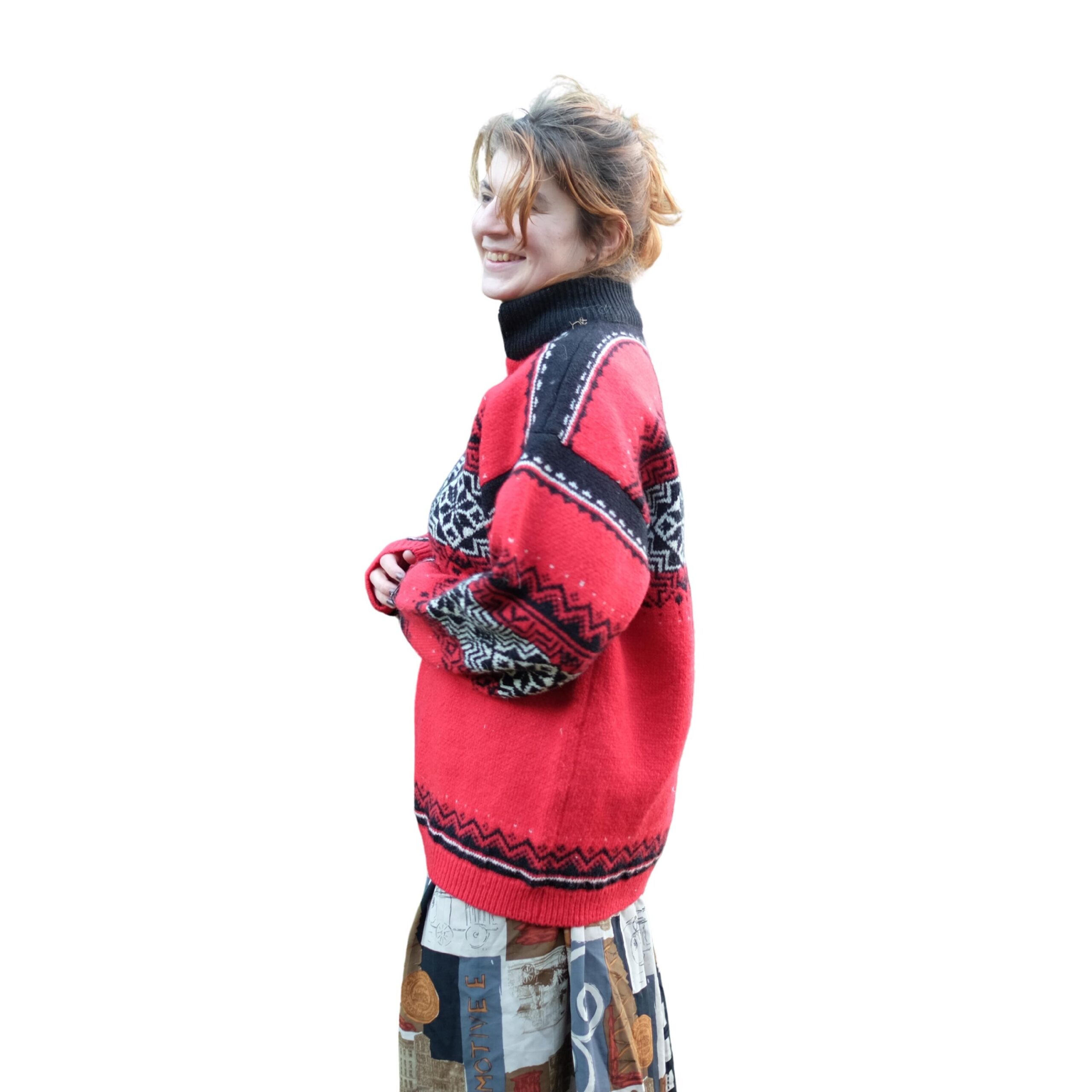Vintage Norwegian Knitted Red Jumper - Image 5