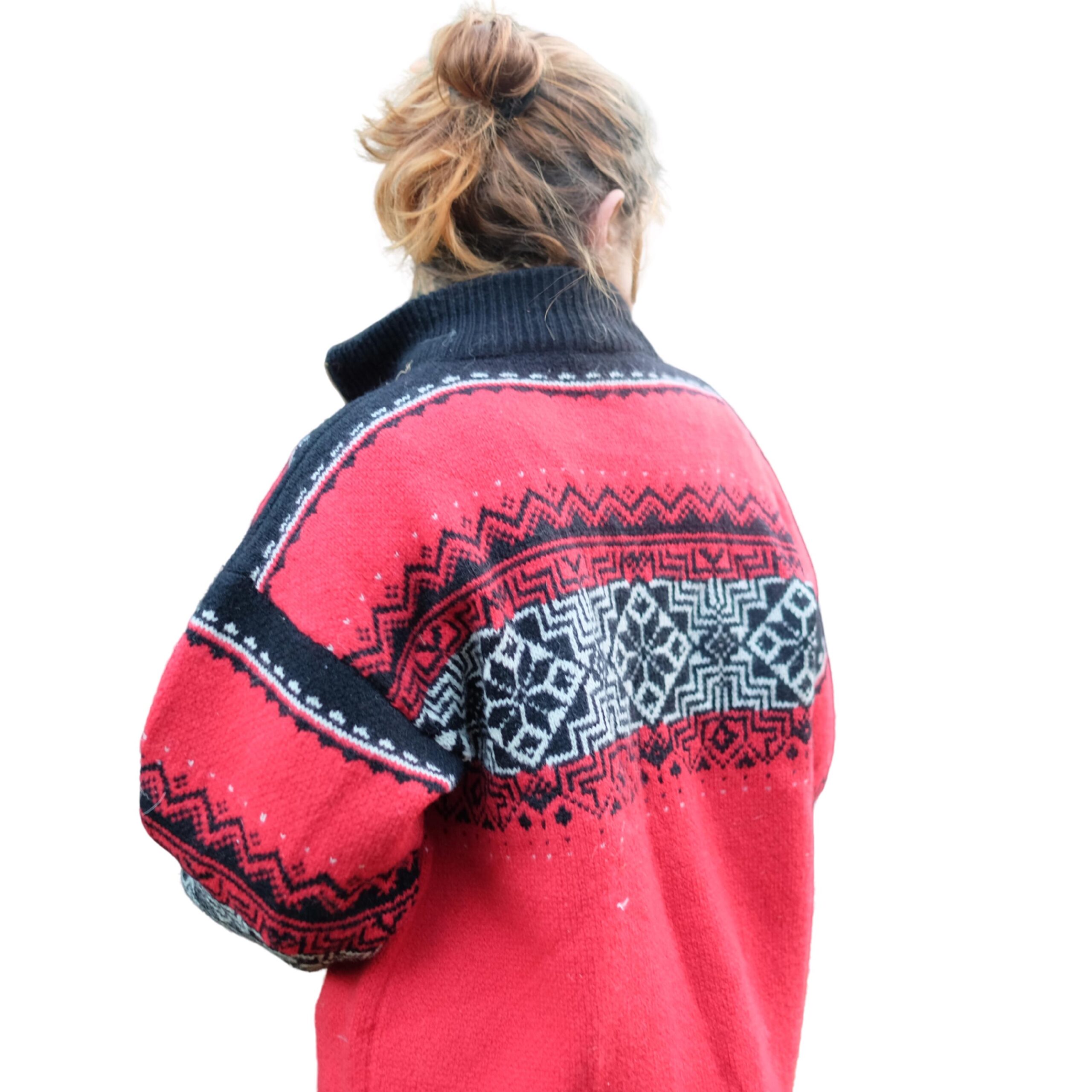Vintage Norwegian Knitted Red Jumper - Image 2