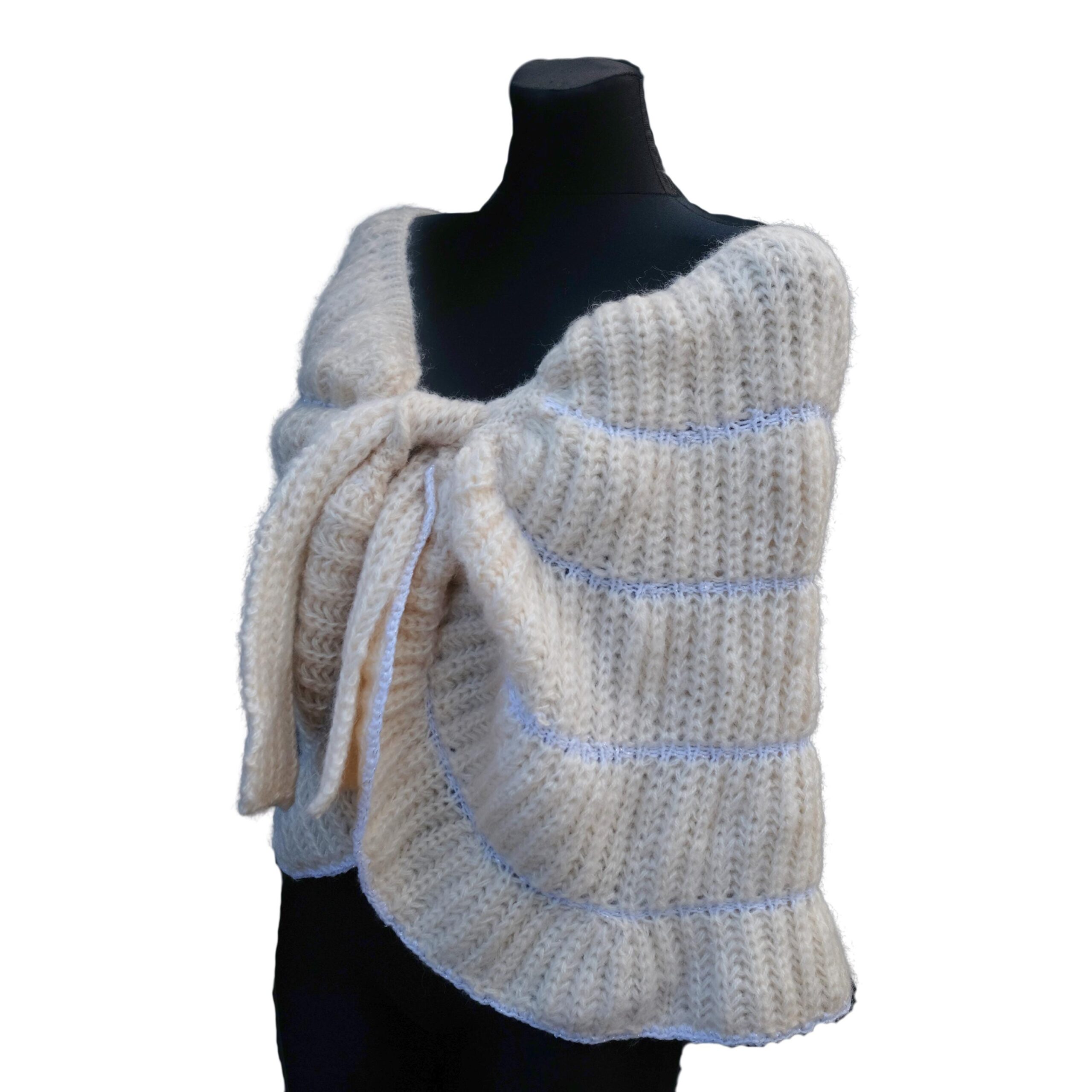 Vintage Knitted Elegant Cream Bolero - Image 2